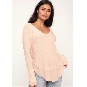 Free People Catalina Thermal Long Sleeve Top Peach